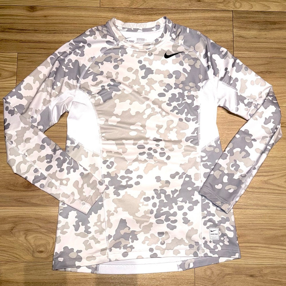 Nike Camo Long Sleeve Shirt NIKE PRO DRI FIT MENS LARGE FITTED cold gear
